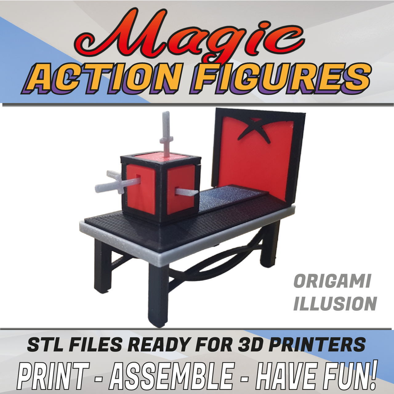 Origami Illusion - 3D Printable Action figure CREATIVITY LAB (Instant Download) - Click Image to Close